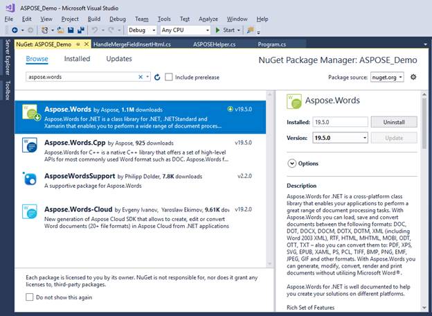 Mail Merge In Aspose C#.NET